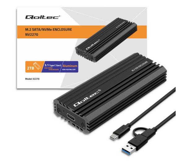 QOLTEC Obudowa M.2 NV2270 NVMe SATA USB-C 2TB 52270 - 1241850 - zdjęcie 4